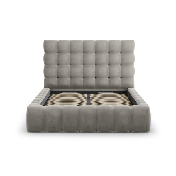 Letto matrimoniale imbottito grigio chiaro con vano contenitore con griglia 160x200 cm Bali - Cosmopolitan Design-image-2