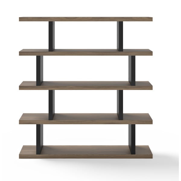 Libreria marrone-nera in noce 163x172 cm Step - TemaHome