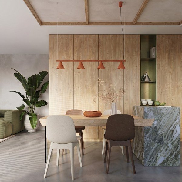 Lampadario color mattone in acciaio Zylo – Sollux-image-3