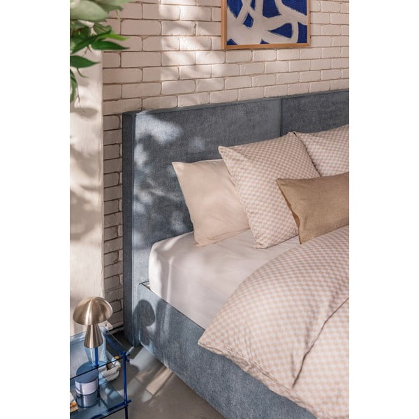 Letto matrimoniale imbottito blu con contenitore con rete inclusa 180x200 cm Thessa Bold – Bonami Selection-image-3