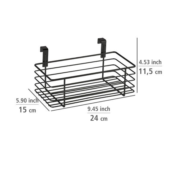 Cestino nero in metallo da appendere alla porta della cucina Slim, 24 x 15 cm - Wenko-image-2