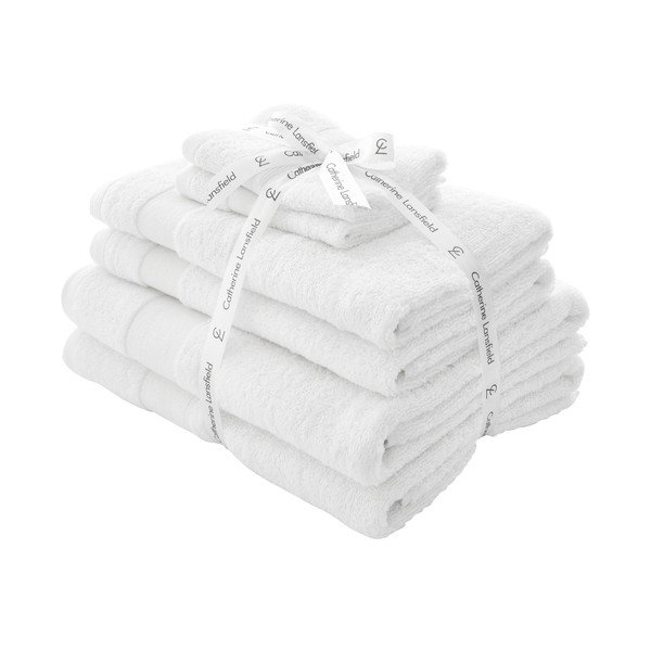 Set di asciugamani per viso e corpo tipo terry bianchi in cotone 6 pz Anti-Bacterial – Catherine Lansfield