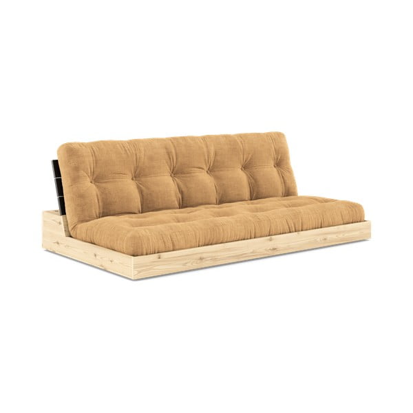 Divano letto in velluto a coste color marrone chiaro-senape 196 cm Base - Karup Design