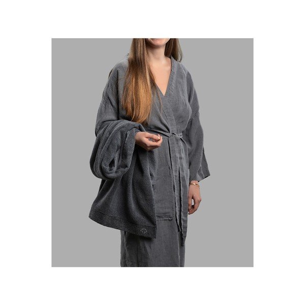 Vestaglia in lino grigio Inu - Zone-image-3