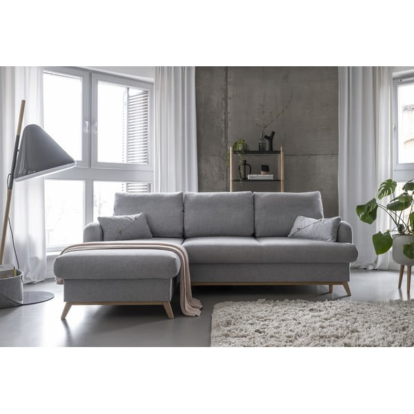 Divano angolare grigio chiaro allungabile/con contenitore (con penisola a sinistra/con chaise lounge) Scandic Lagom – Miuform-image-1
