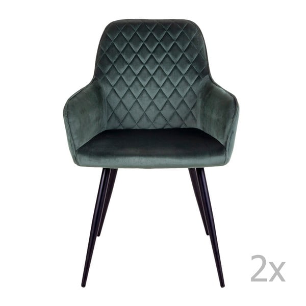 Set di sedie da pranzo verde scuro in imbottito 2 pz Harbo – House Nordic-image-2