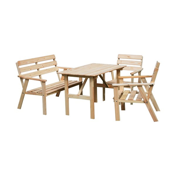 Set da pranzo da giardino in legno di pino per 4 persone Nordic - Rojaplast