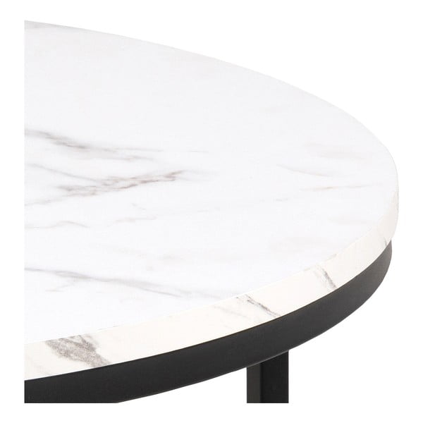 Tavolino rotondo bianco con piano effetto marmo ø 80 cm Spiro - Actona-image-2
