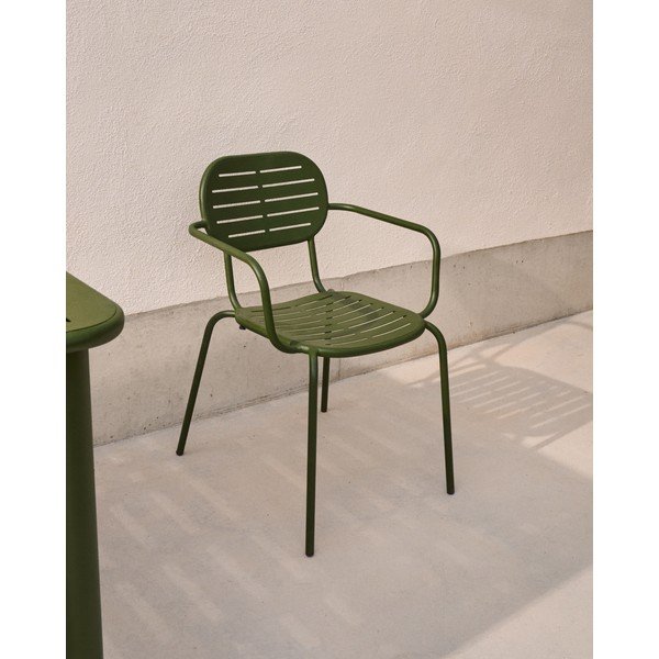 Sedia da giardino in metallo verde scuro Brai - Kave Home-image-1