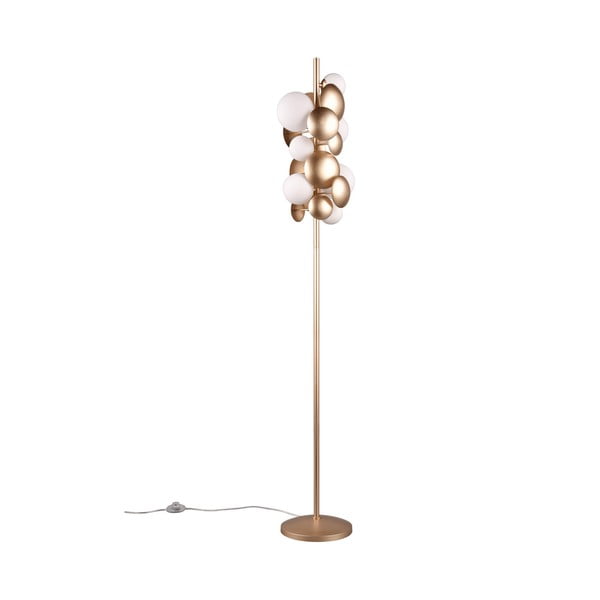 Lampada da terra con paralume in vetro in oro e bianco (altezza 155 cm) Bubble - Trio Select