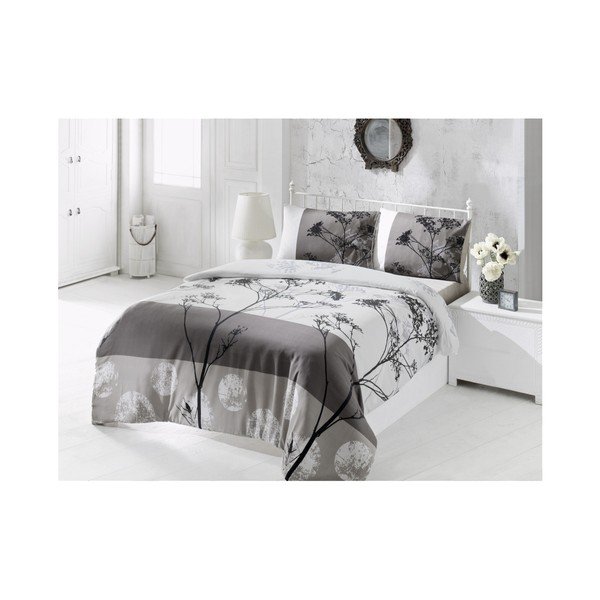 Biancheria da letto singola grigia con misto cotone V2, 140 x 200 cm Blezza - Mijolnir