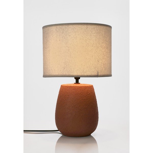 Lampada da tavolo color terracotta in ceramica con paralume in tessuto (altezza totale 41,5 cm) Irvin – Yes Everyday-image-2