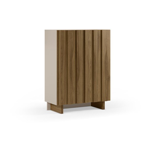 Armadietto color crema/di colore naturale in pino massiccio 90x120x43 cm Marlo – Marckeric