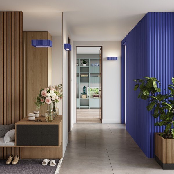 Lampada da parete blu in ceramica Rivena – Sollux-image-1