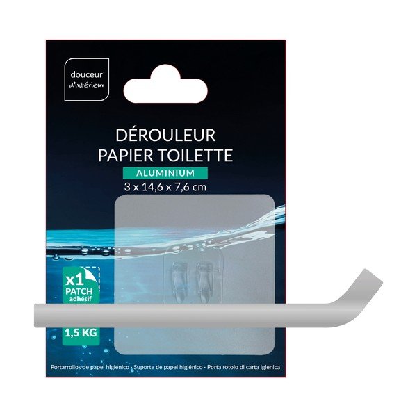 Porta carta igienica senza foratura color argento lucido in metallo Filaire Aluminium – douceur d'intérieur-image-2