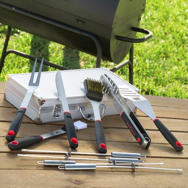 Set di utensili da barbecue in acciaio inox da 11 pezzi con custodia Professional Barbecue - InnovaGoods
