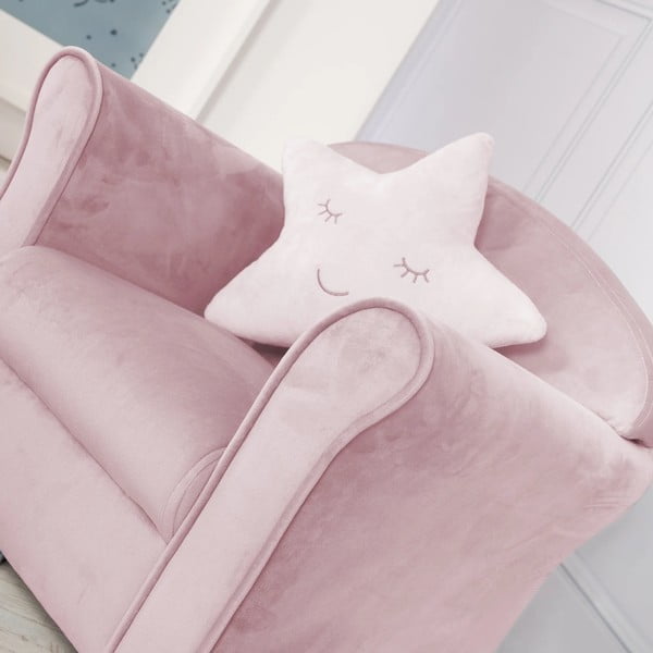 Sedia per bambini in velluto rosa chiaro Lil Sofa - Roba-image-3