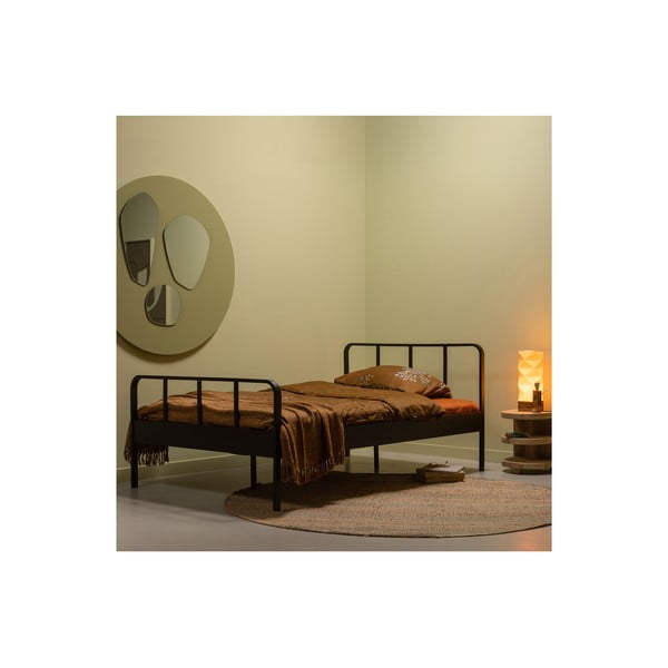 Letto singolo in metallo nero con griglia 120x200 cm Mees - WOOOD-image-1