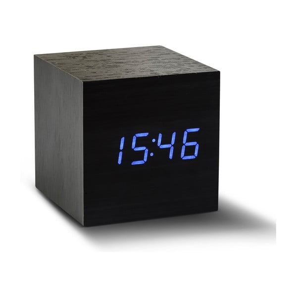 Sveglia nera con display a LED blu Orologio Cube Click - Gingko