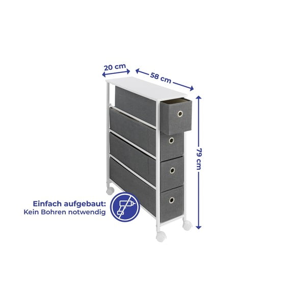 Scaffale bianco-grigio con ruote 20x79 cm - Maximex-image-2