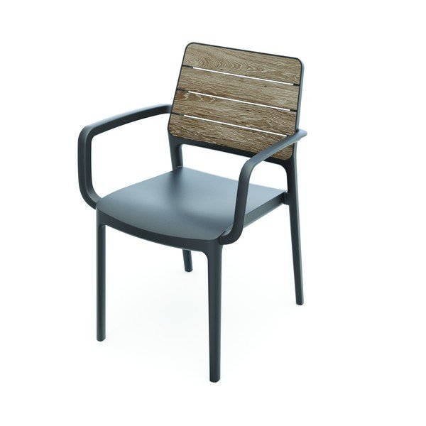 Sedia da esterno grigio scuro/marrone in plastica Deco Porto – Keter-image-1