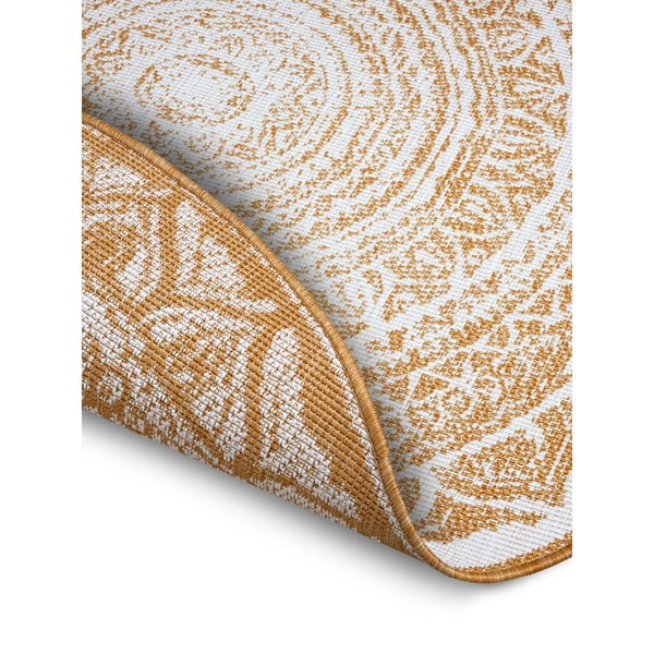 Tappeto rotondo per esterni giallo ocra-bianco ø 140 cm Siruma - NORTHRUGS-image-2