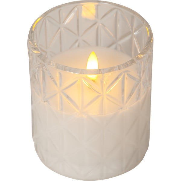Candela di cera a LED bianca in vetro, altezza 10 cm Flamme Romb - Star Trading-image-2