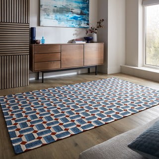 Tappeto blu 155x230 cm Lennox Geometric - Flair Rugs