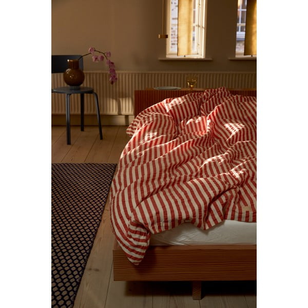 Biancheria da letto singola in crêpe beige e mattone 140x200 cm Bæk&Bølge - JUNA-image-4