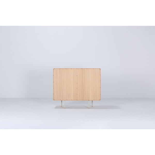 Cassettiera bassa bianca-colore naturale in rovere 118x100 cm Fina - Gazzda-image-4