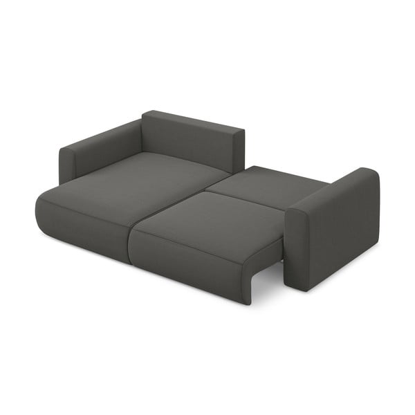 Divano angolare grigio scuro allungabile/con contenitore (con penisola a sinistra/con chaise lounge) con rivestimento in velluto Kapua – Makamii-image-3