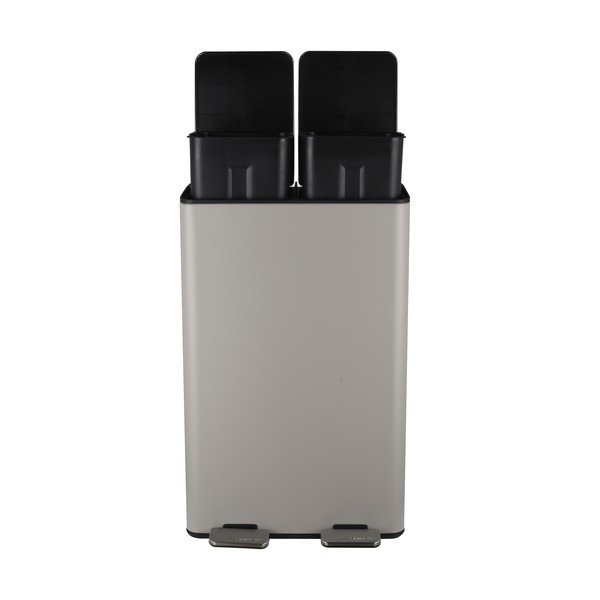 Cestino per la spazzatura grigio tortora in acciaio per raccolta differenziata/con pedale 2x30 l   Aliya – Spirella-image-2