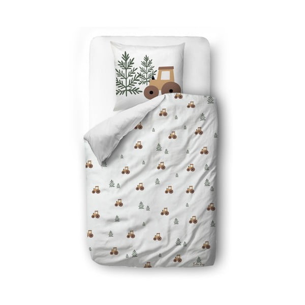 Biancheria da letto singola per bambini in cotone sateen 135x200 cm Winter Tractor - Butter Kings