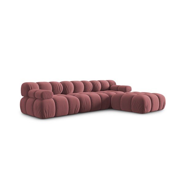 Divano angolare in velluto rosa Bellis - Micadoni Home-image-3