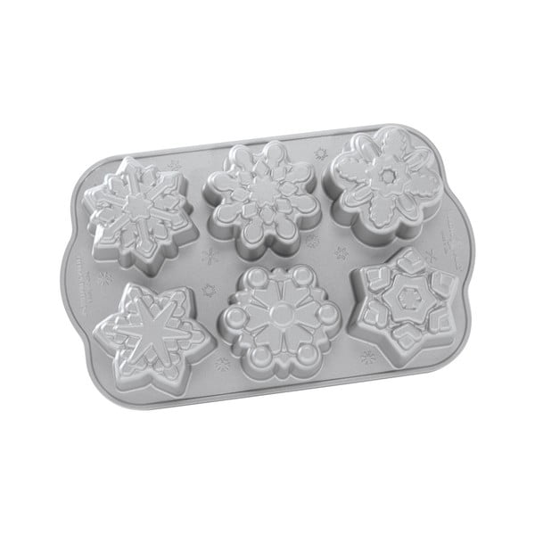 Stampo per 6 mini bundt cake in argento, 700 ml Snowflakes - Nordic Ware
