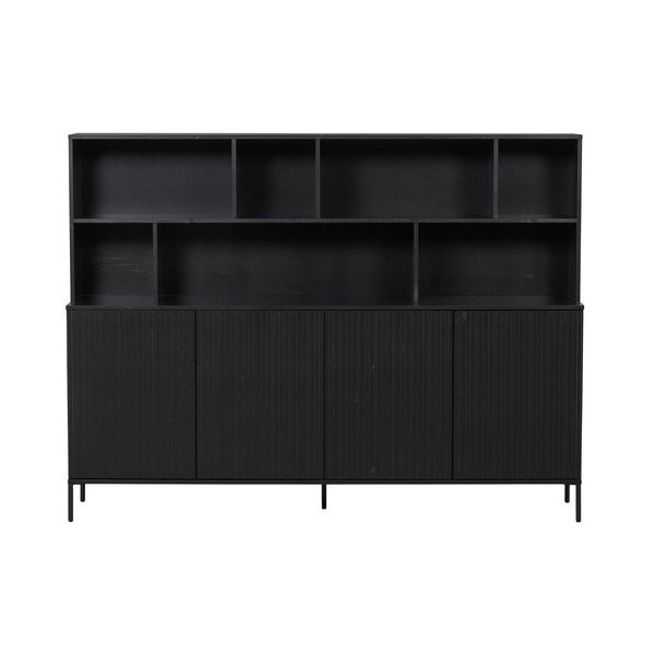 Libreria nera in pino massiccio 200x150x44 cm Gravure – WOOOD
