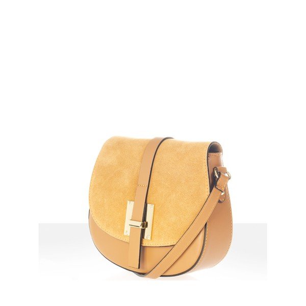 Borsa Lucia in pelle marrone cognac e gialla - Anne & Elle-image-3