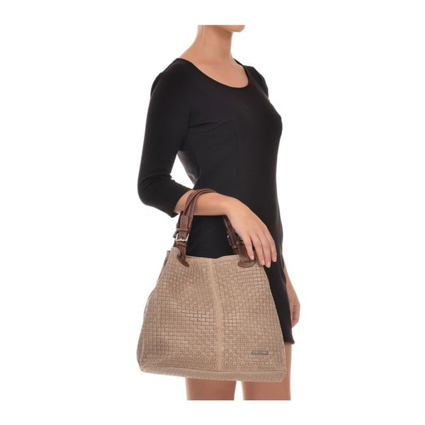 Hnědošedá kožená kabelka Isabella Rhea 858-image-1