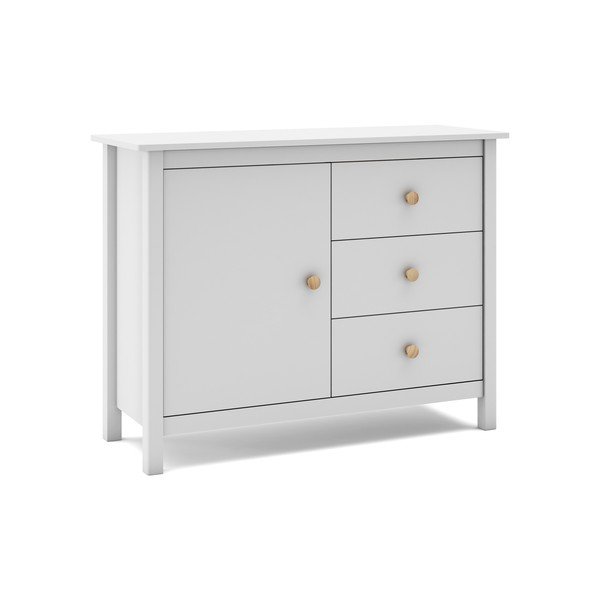 Cassettiera bassa bianca per bambini in legno di pino 90x80 cm Max - Marckeric-image-4