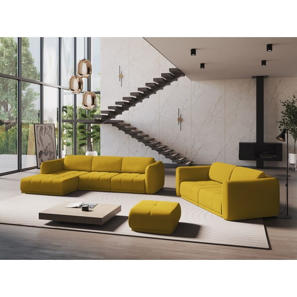Divano angolare giallo (con penisola a sinistra) Hoku – Makamii-image-1