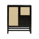 Cassettiera in legno di pino nero con ante in rattan , larghezza 90 cm Jolene - Støraa