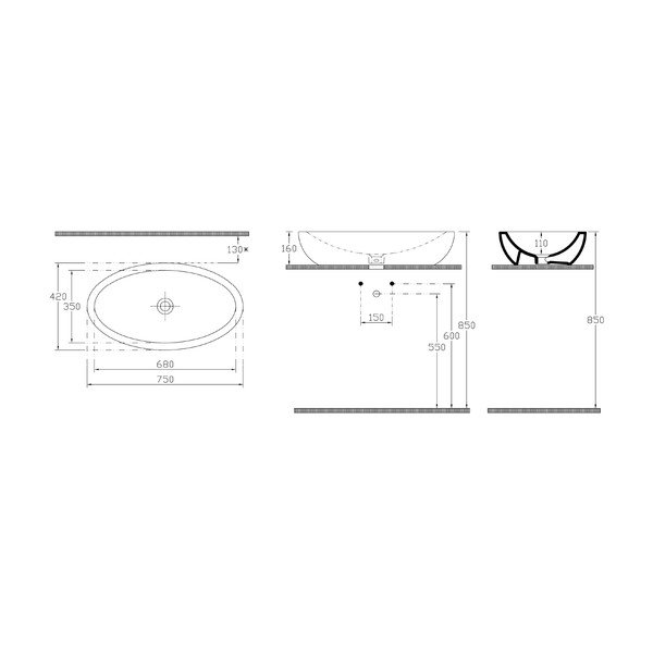 Lavabo in ceramica bianca , 75 x 42 cm Sistema - Sapho-image-2