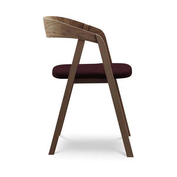 Sedia da pranzo burgundy in legno massiccio Erika – Makamii-image-2