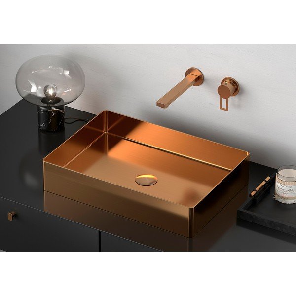 Lavabo color rame in acciaio inox 50x35 cm Aurum – Sapho-image-1