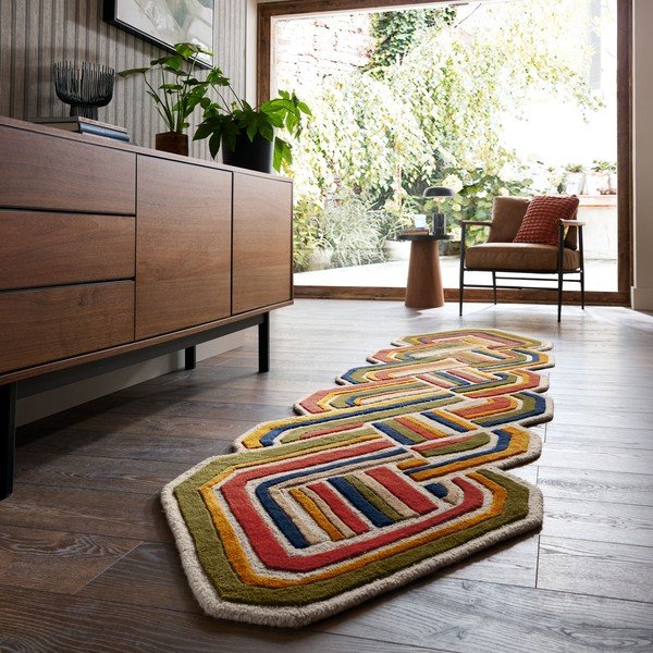 Passatoia in lana tessuta a mano 80x300 cm Lattice Shaped  – Flair Rugs-image-1