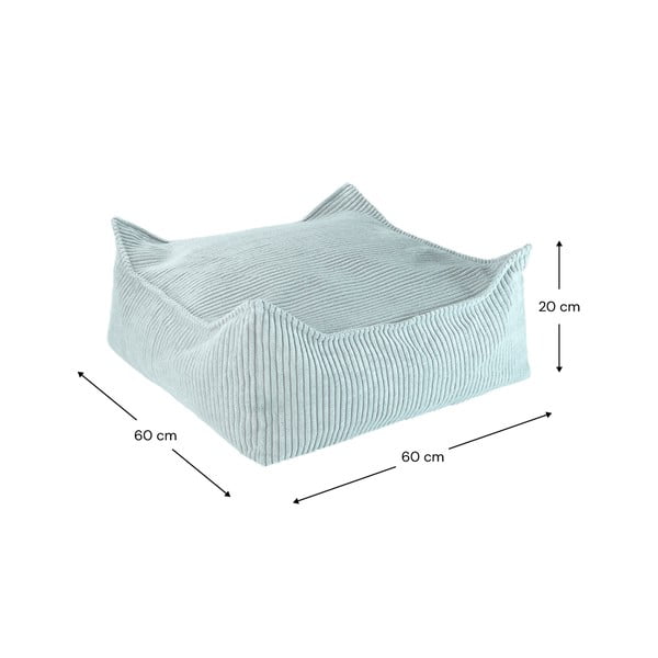 Pouf a sacco per bambini color menta con rivestimento in velluto a coste Square – Wigiwama-image-4