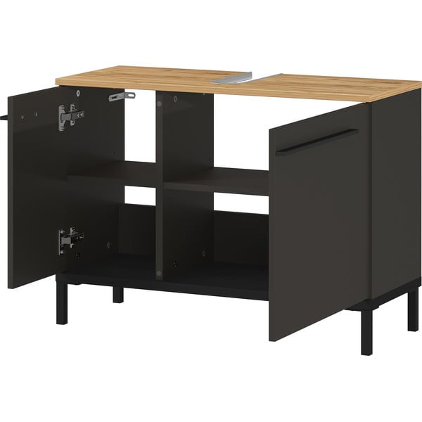 Mobile grigio scuro sotto il lavabo in rovere 80x59 cm Yonkers - Germania-image-2