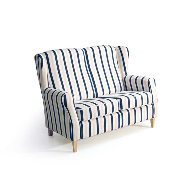 Divano a righe bianche e blu , 139 cm Lorris - Max Winzer-image-2