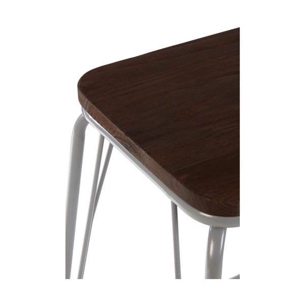 Sgabello grigio/colore naturale scuro in olmo massiccio District – Premier Housewares-image-2