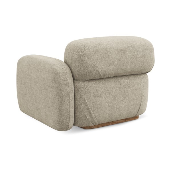 Parte divano componibile beige (con penisola a destra) con rivestimento in bouclé Ailani – Makamii-image-2